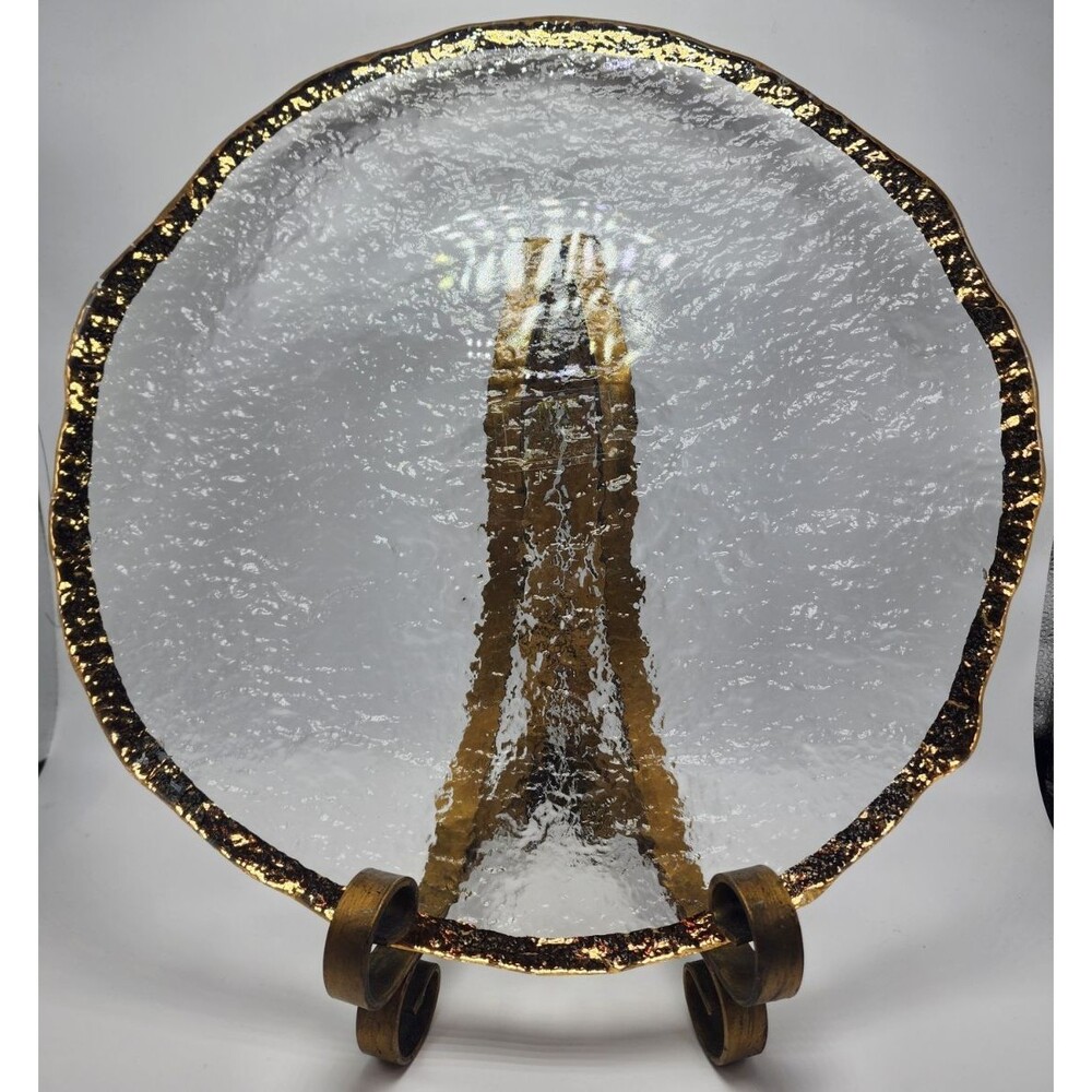 Glacier IVV Glass Charger Chop Plate Italy (Hand Decorated 10k Rim) READ!!!!
